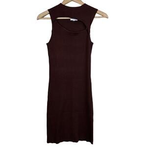 Pink Rose Dress Medium Brown Bodycon Sleeveless Sweater Cutout Edgy‎ Glam